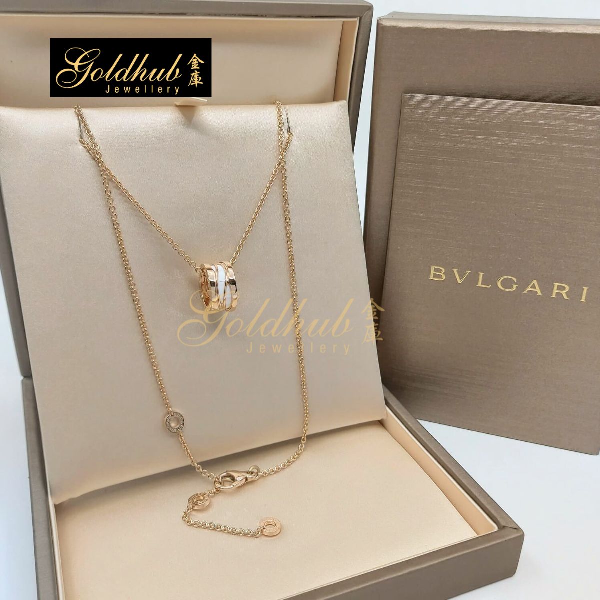 Bvlgari B.zero1 Design Legend White Ceramic Necklace in Rose Gold