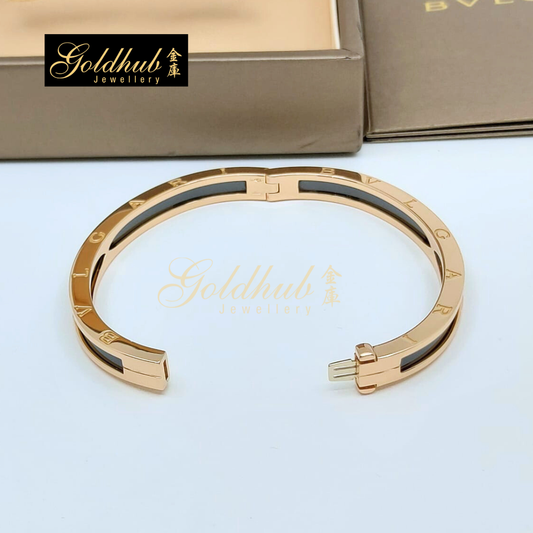 Bvlgari B.zero1 Black Ceramic Bracelet in Rose Gold, Small