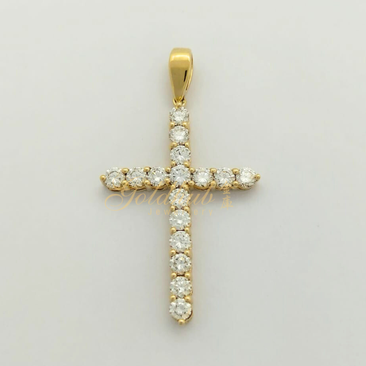 Diamond Cross Pendant in Yellow Gold