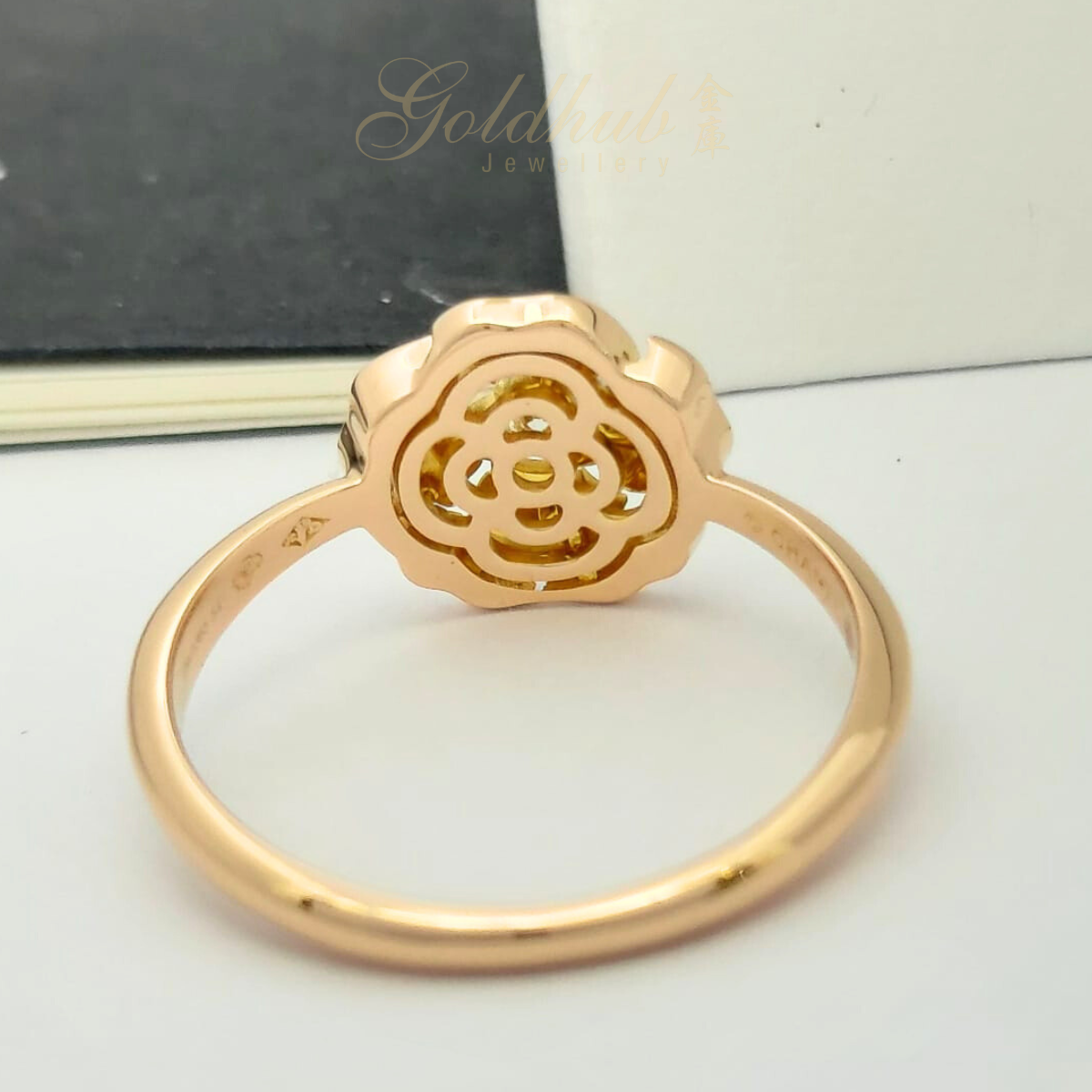 18k Pre-loved Chanel Extrait De Camelia Diamond Ring in Rose Gold