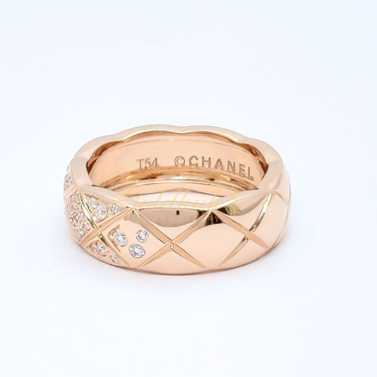 Chanel Coco Crush Quilted Motif Diamond (Small Version) Ring in Rose Gold, Size 54