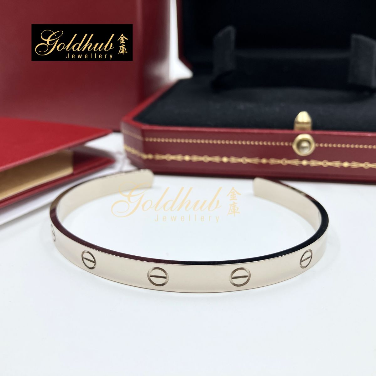 Cartier Love Cuff Bracelet, Open Model in White Gold, Size 20