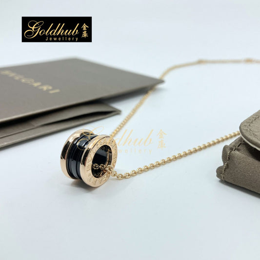 Bulgari B.zero1 Black Ceramic Necklace in Rose Gold