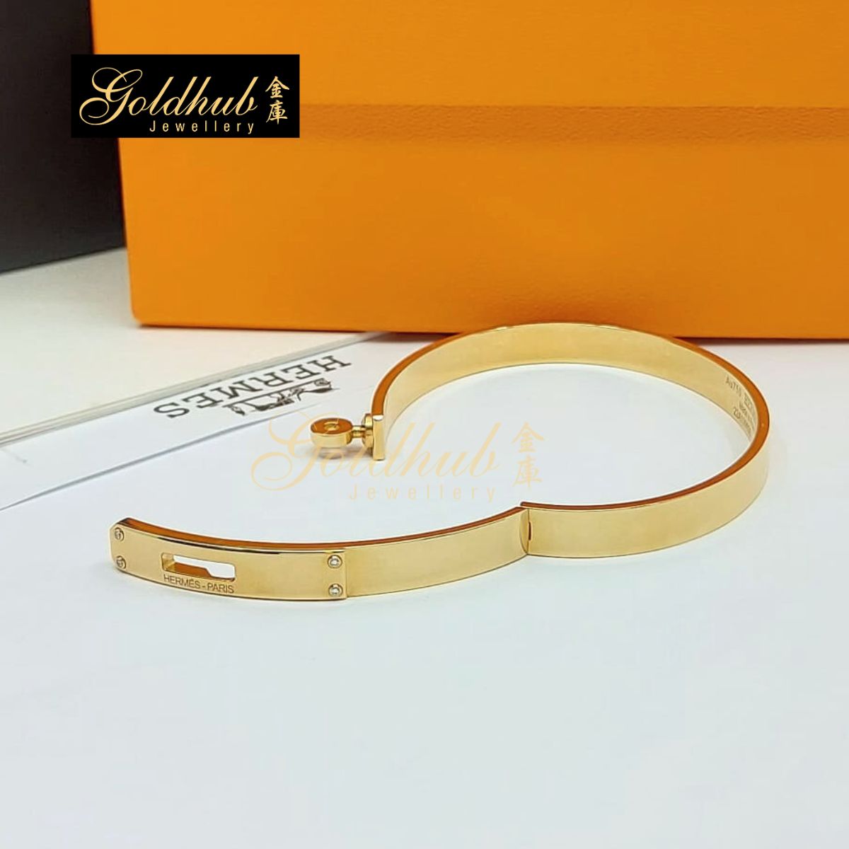 Hermes Kelly Bracelet, Small Model, 4 Diamonds in Rose Gold, Size SH