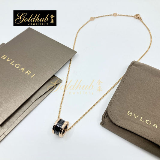 Bulgari B.zero1 Black Ceramic Necklace in Rose Gold