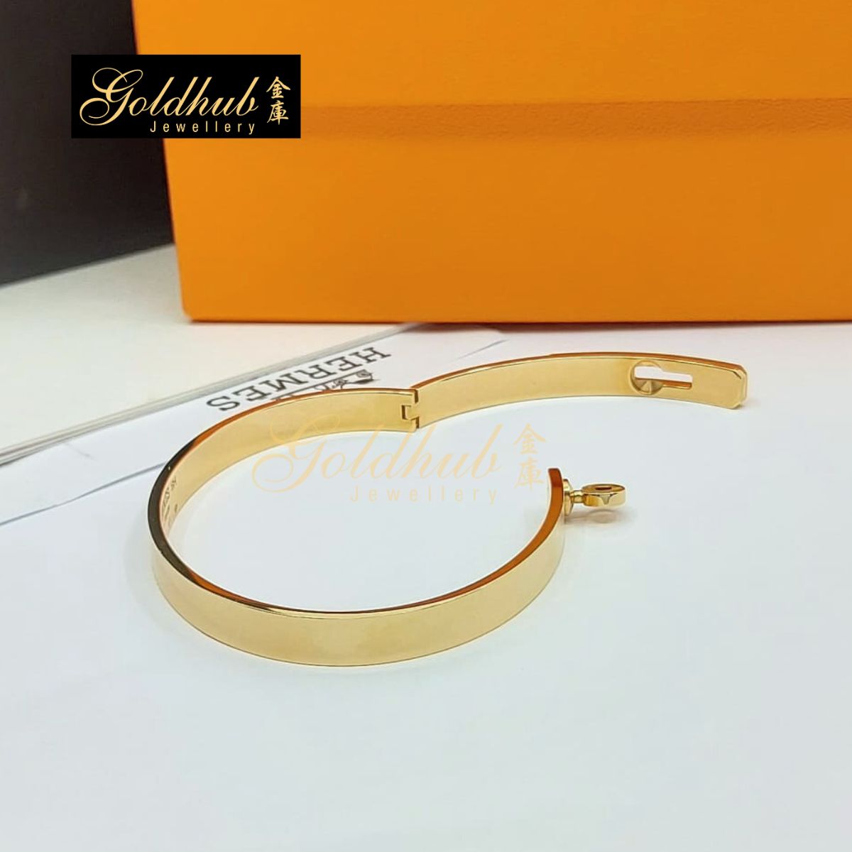 Hermes Kelly Bracelet, Small Model, 4 Diamonds in Rose Gold, Size SH