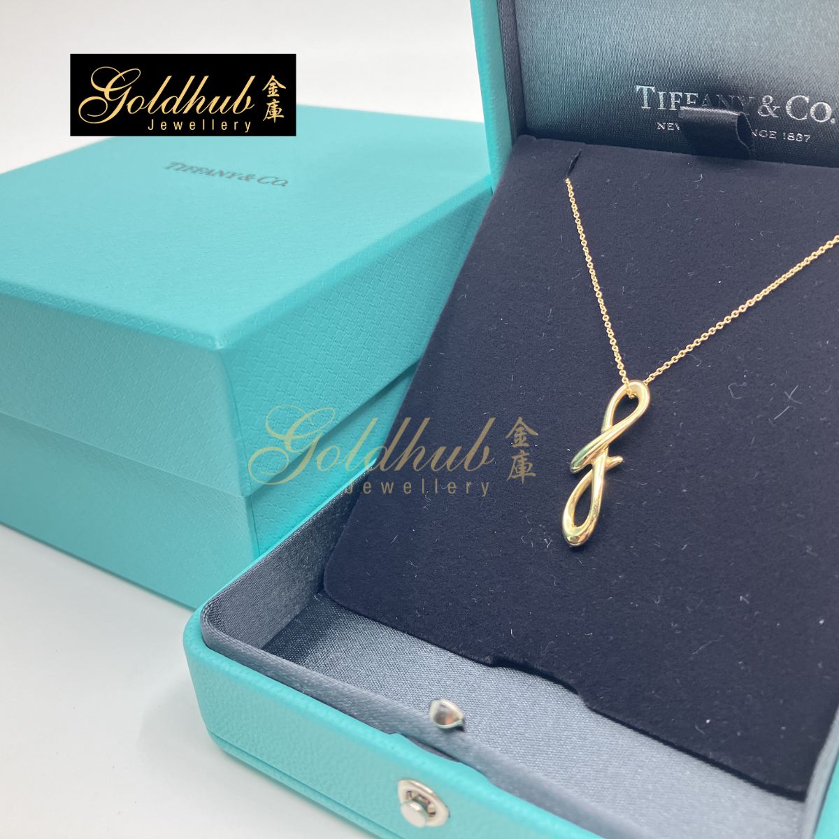 Tiffany & Co Elsa Peretti Mini Alphabet Pendant, Letter F in Yellow Gold