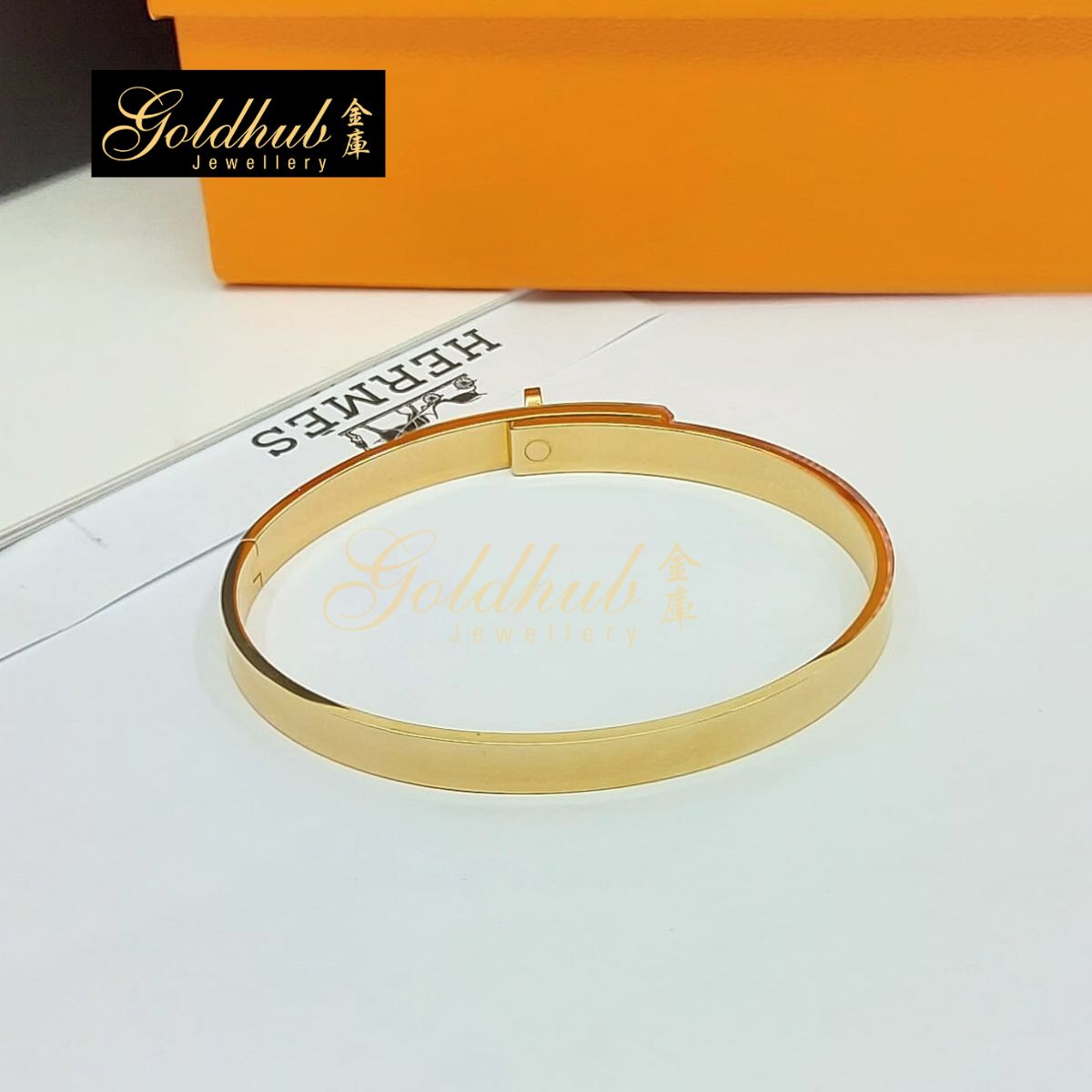Hermes Kelly Bracelet, Small Model, 4 Diamonds in Rose Gold, Size SH
