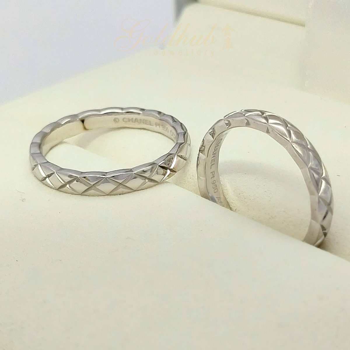 Pt950 Pre-loved Chanel Coco Crush Ring (a pair) in Platinum