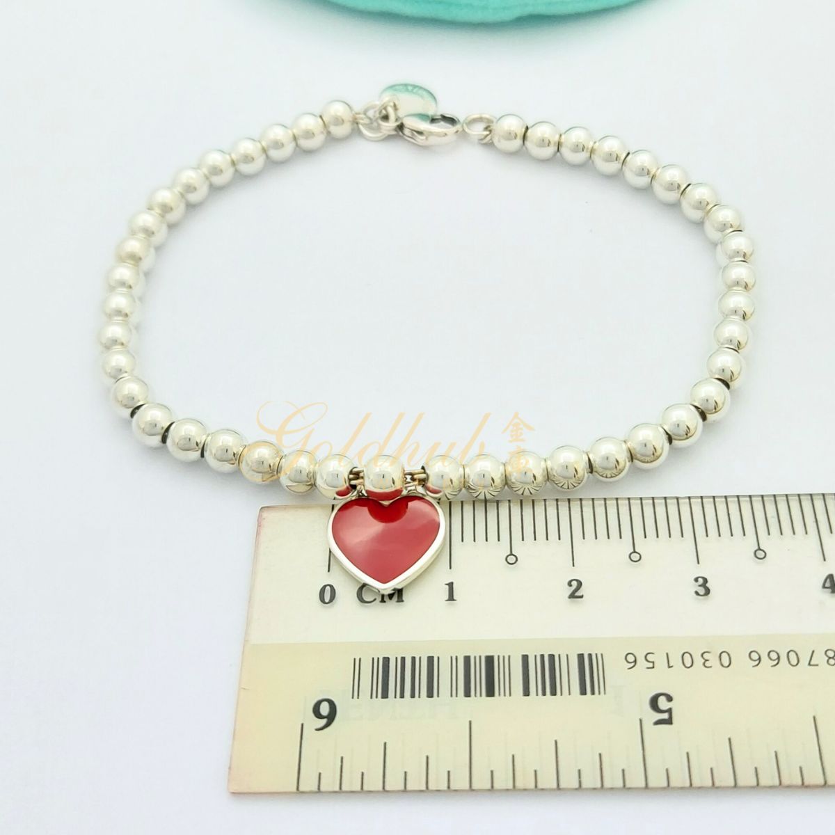 Return to Tiffany Red Mini Heart Bead Bracelet in Silver