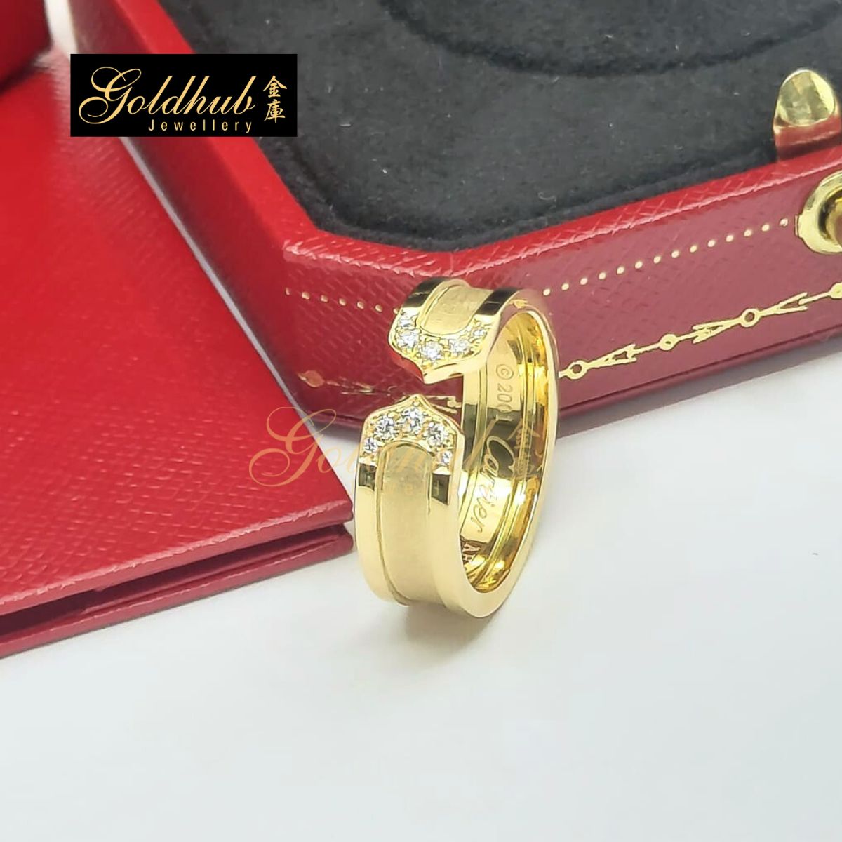 Cartier 2C Diamond Ring in Yellow Gold, Size 56