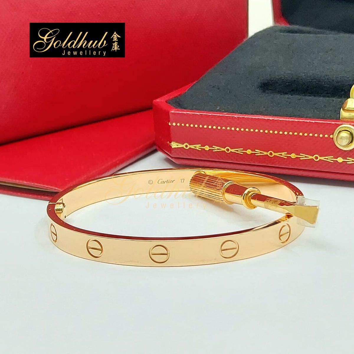 Cartier Love Bracelet, Classic Model in Rose Gold, Size 17