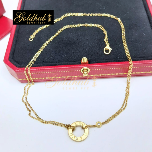 Cartier Love Necklace, 2 Diamonds in Rose Gold