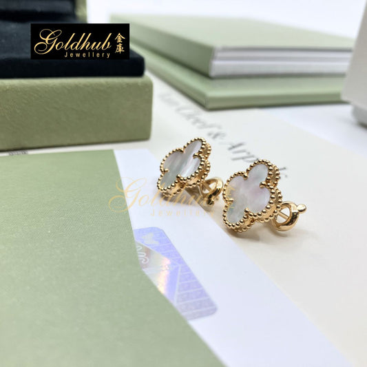 Van Cleef & Arpels Vintage Alhambra Earrings, Mother of Pearl in Yellow Gold