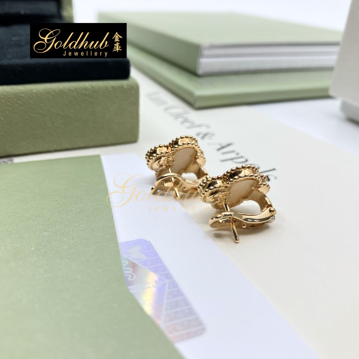 Van Cleef & Arpels Vintage Alhambra Earrings, Mother of Pearl in Yellow Gold