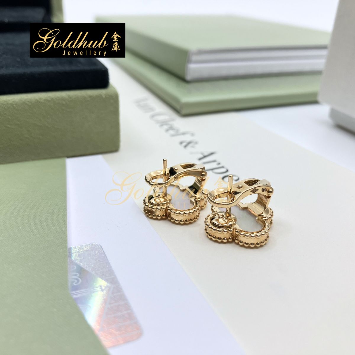 Van Cleef & Arpels Vintage Alhambra Earrings, Mother of Pearl in Yellow Gold