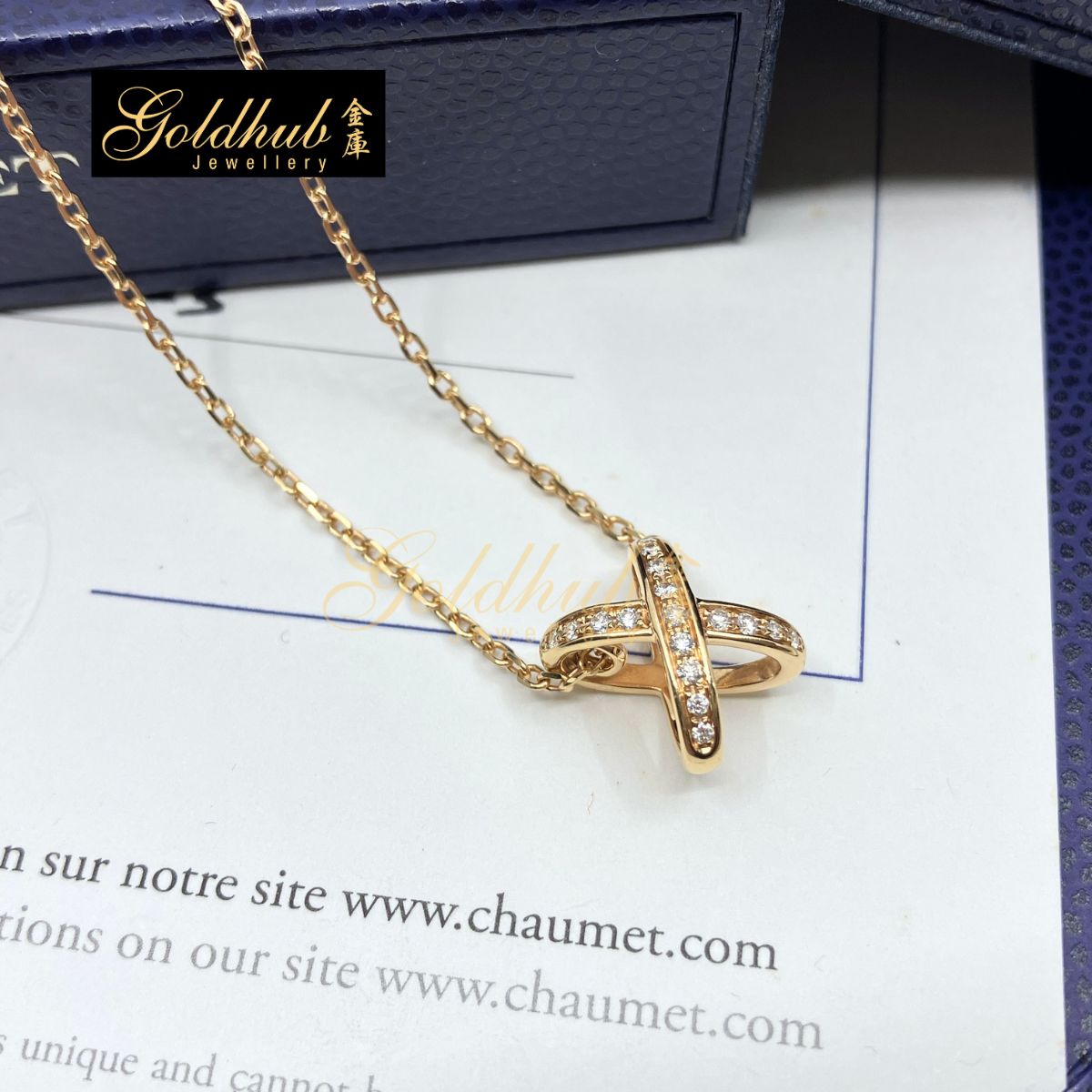 Chaumet Jeux de Liens Pendant, Diamonds in Rose Gold