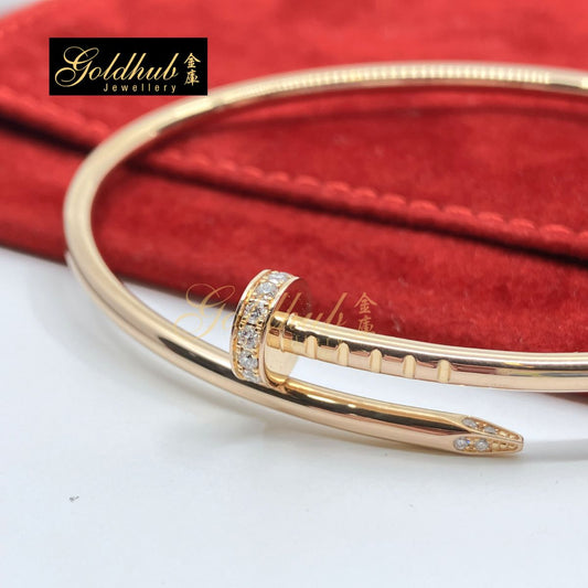 Cartier Juste Un Clou Bracelet, Small Model with Diamonds in Rose Gold, Size 17