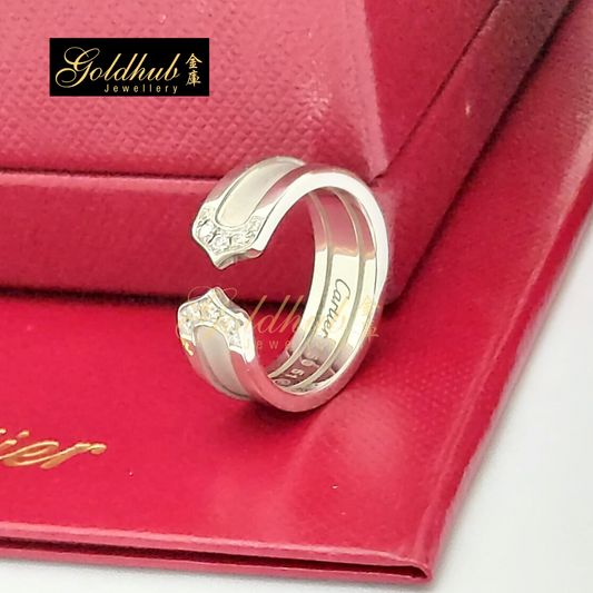 Cartier 2C Diamond Ring in White Gold, Size 51