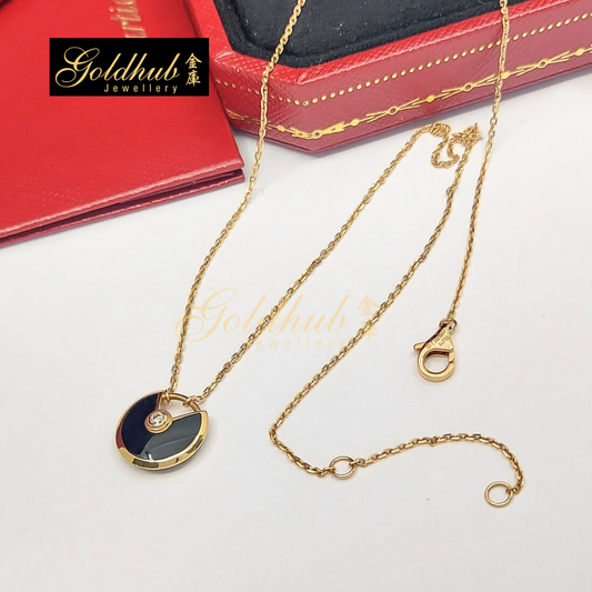 Amulette de Cartier Necklace, Onyx, XS model, 1 Diamond in Rose Gold