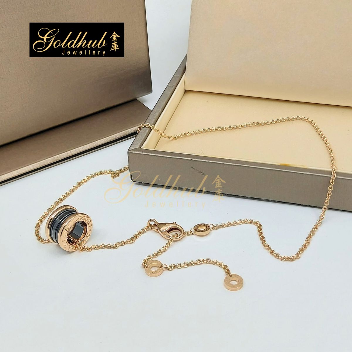 Bulgari B.zero1 Necklace with Black Ceramic in Rose Gold