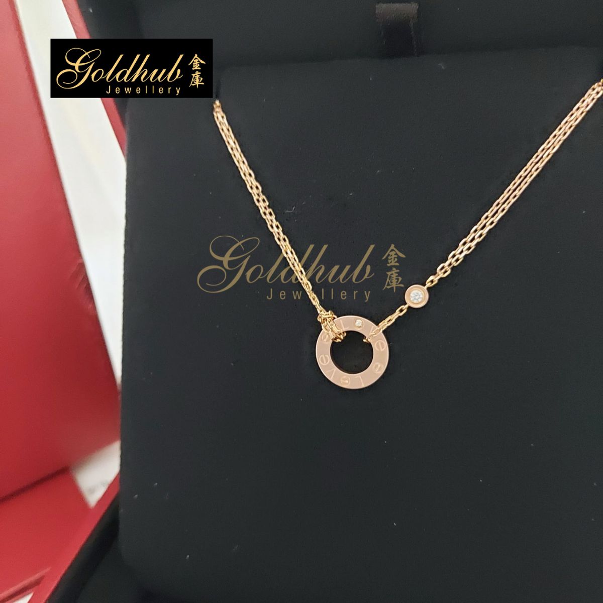 Cartier Love Pendant, 2 Diamonds, in Rose Gold