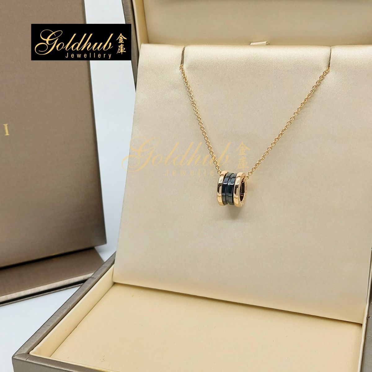 Bulgari B.zero1 Necklace with Black Ceramic in Rose Gold