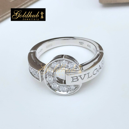 Bvlgari Bvlgari Paved Diamond Ring in White Gold, Size 48