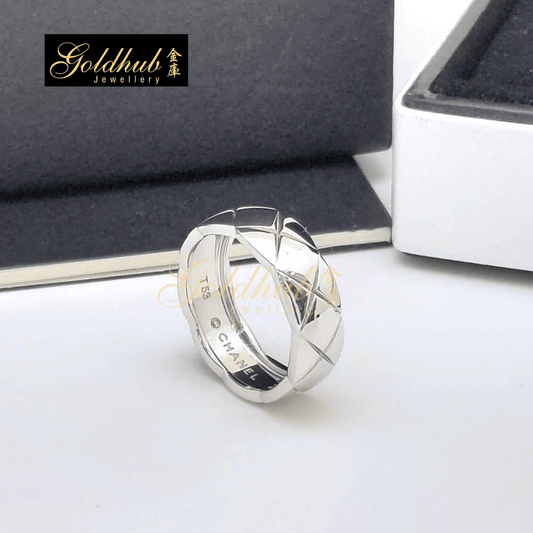 Chanel Coco Crush Quilted Motif, Small Version in White Gold, Size 53