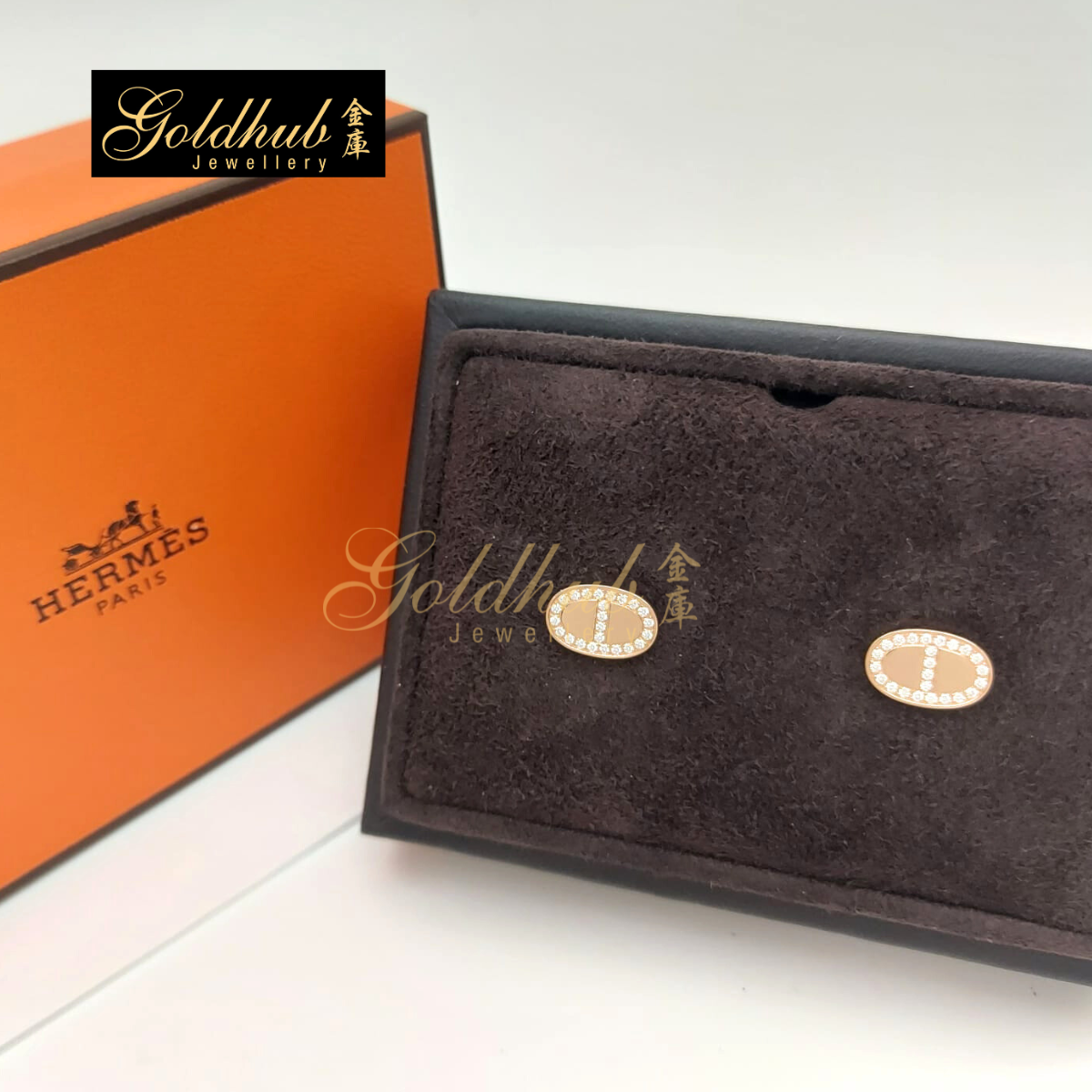 [Reserved] Hermes Chaine D'ancre Contour Stud Earrings in Rose Gold