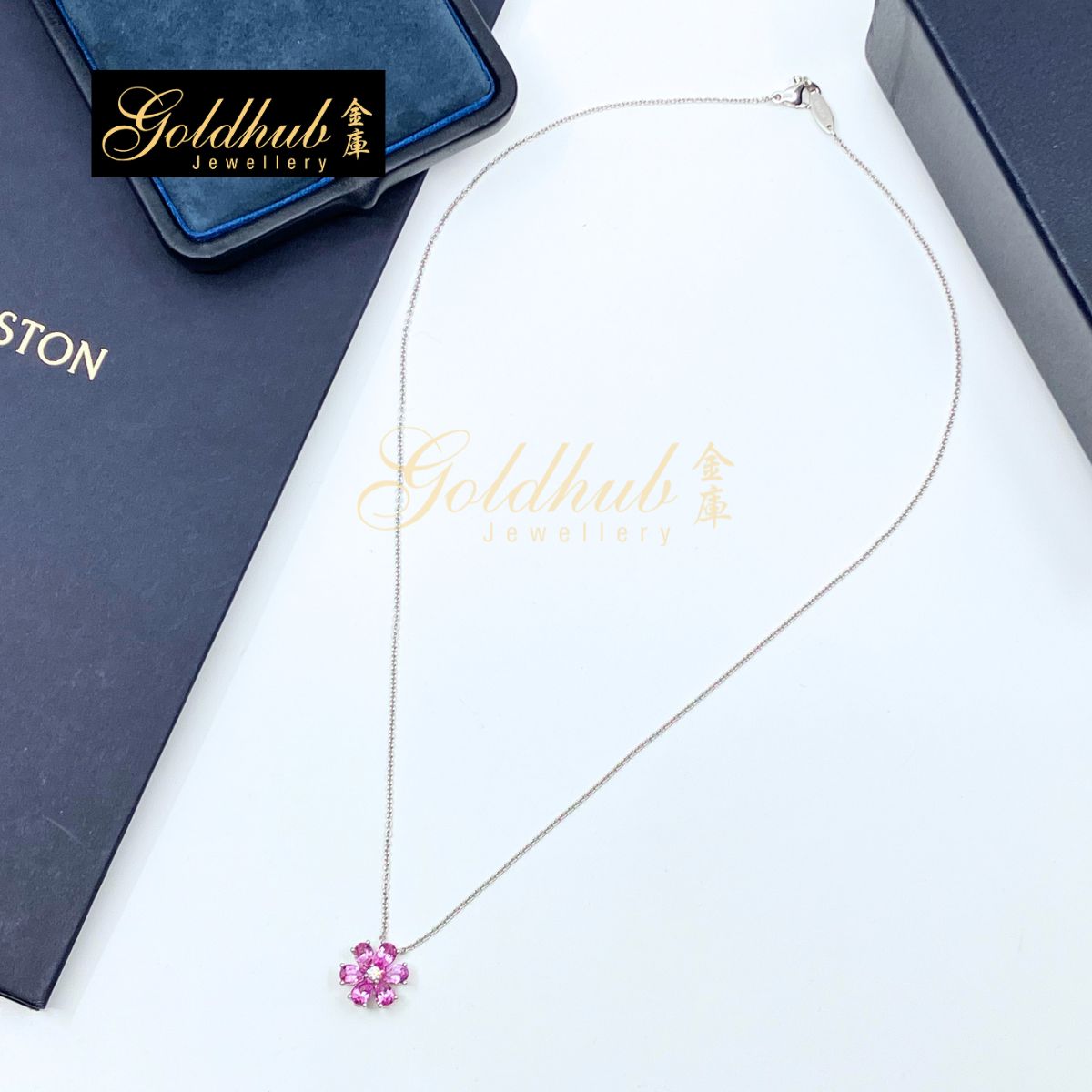 Harry Winston Forget-Me-Not Pink Sapphire and Diamond Pendant in Platinum