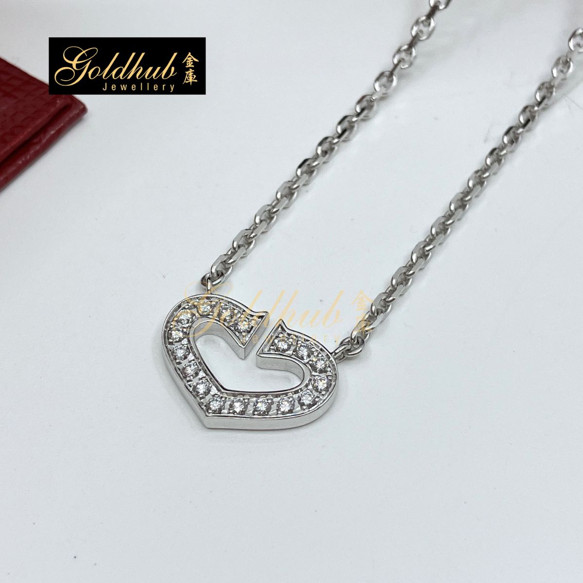 Cartier C Heart Diamond Necklace in White Gold
