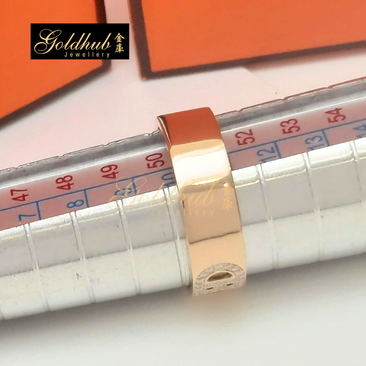 Hermes H d'ancre Ring, Small Model in Rose Gold, Size 51