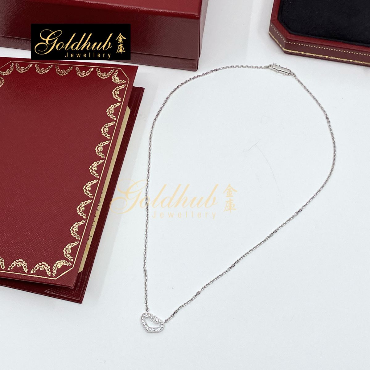 Cartier C Heart Diamond Necklace in White Gold