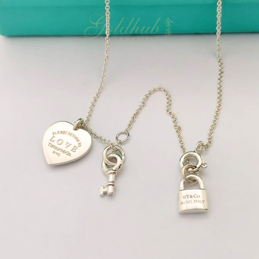 Return to Tiffany Love Heart Tag Key Necklace in Sterling Silver