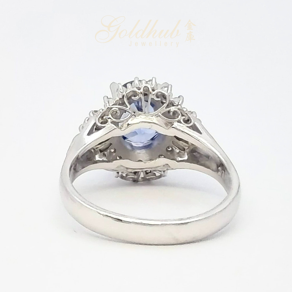 Blue Sapphire Diamond Ring in Platinum