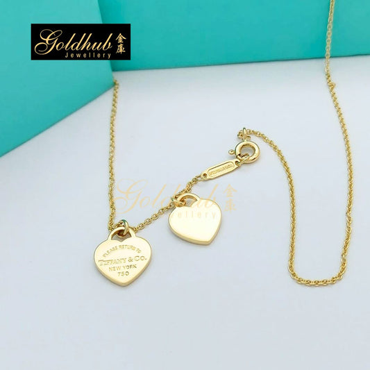 Return to Tiffany Double Heart Tag Mini Pendant Necklace in Yellow Gold