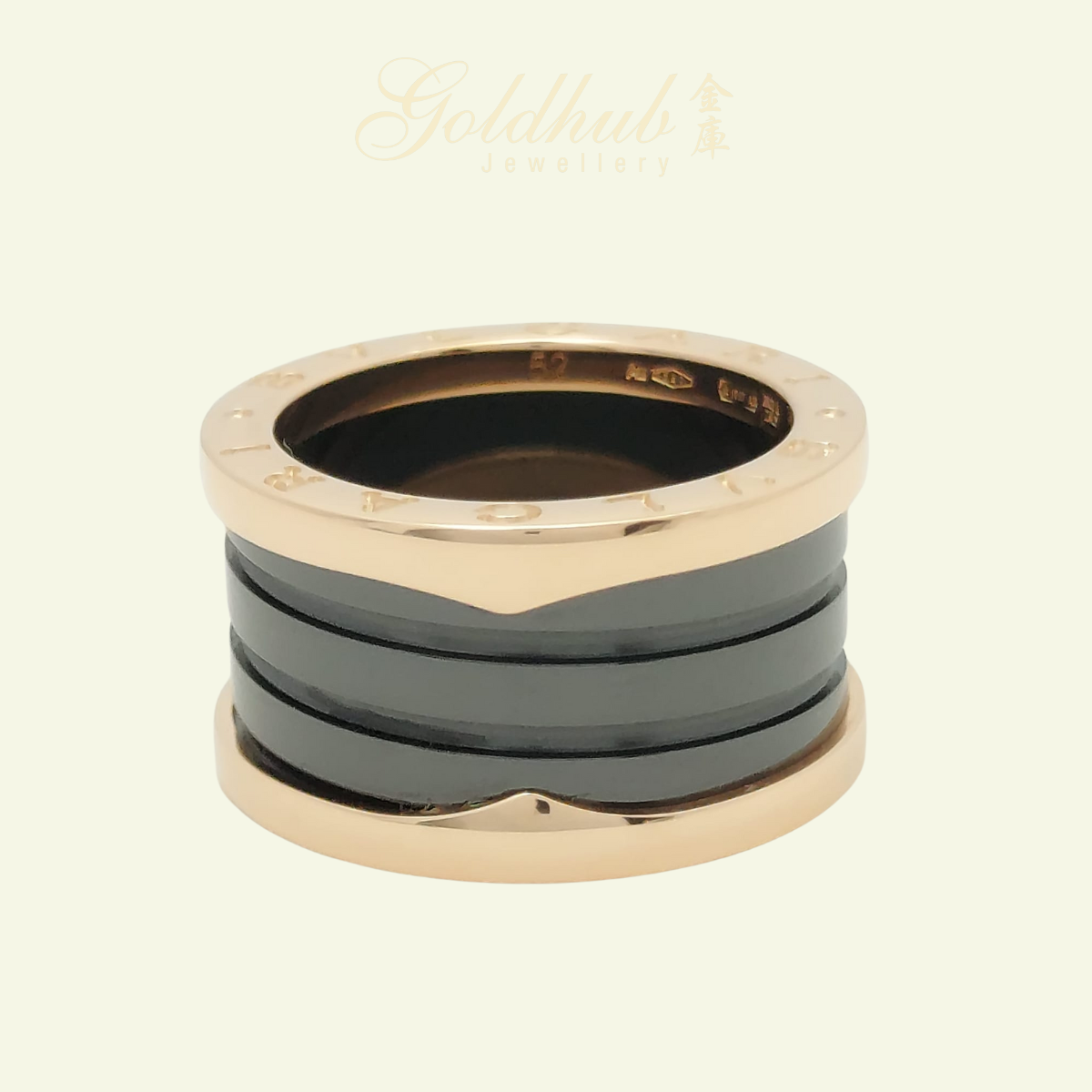 Bvlgari B.zero1 Black Ceramic 4 Band Ring in Rose Gold