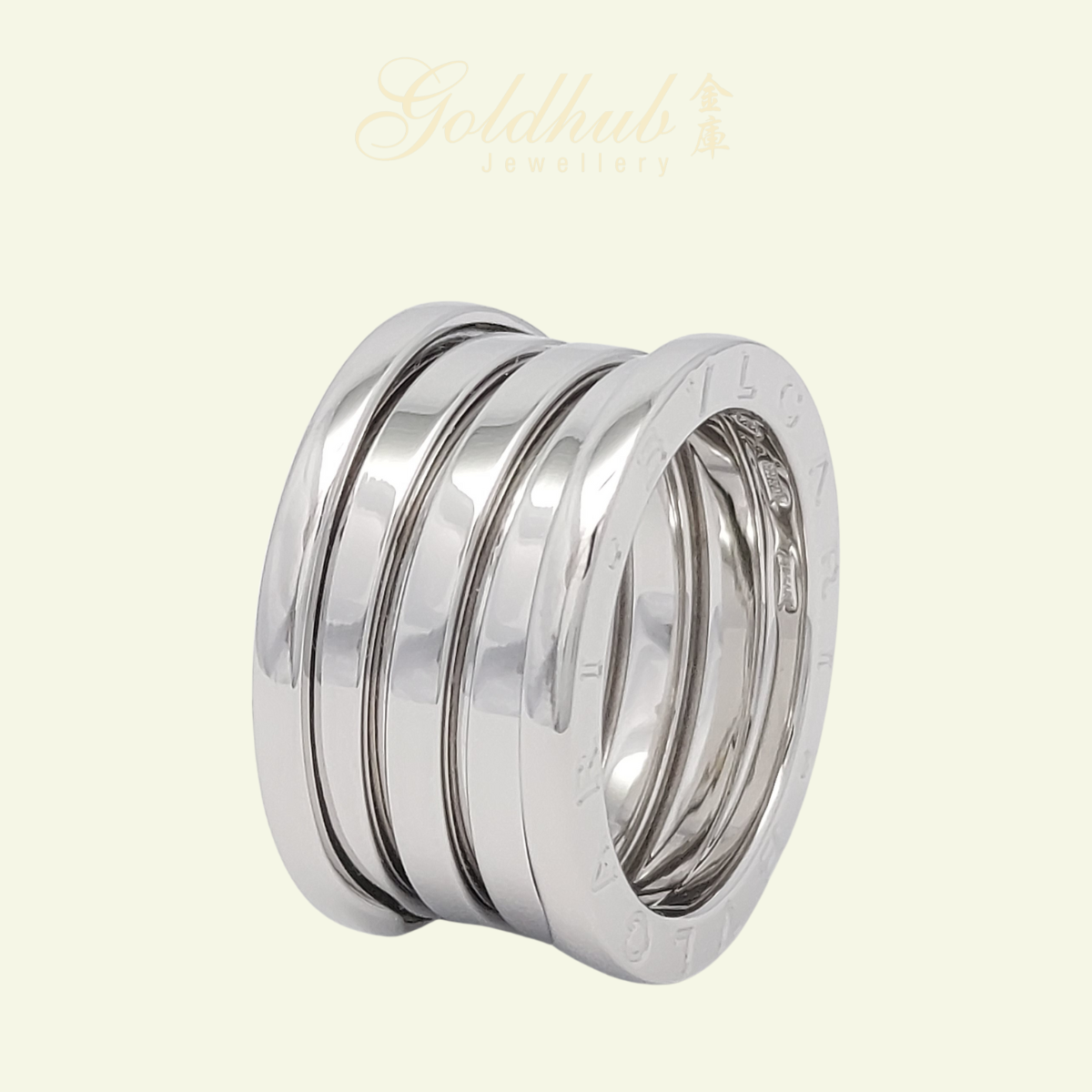 Bvlgari B.zero1 4 Band Ring in White Gold, Size 52